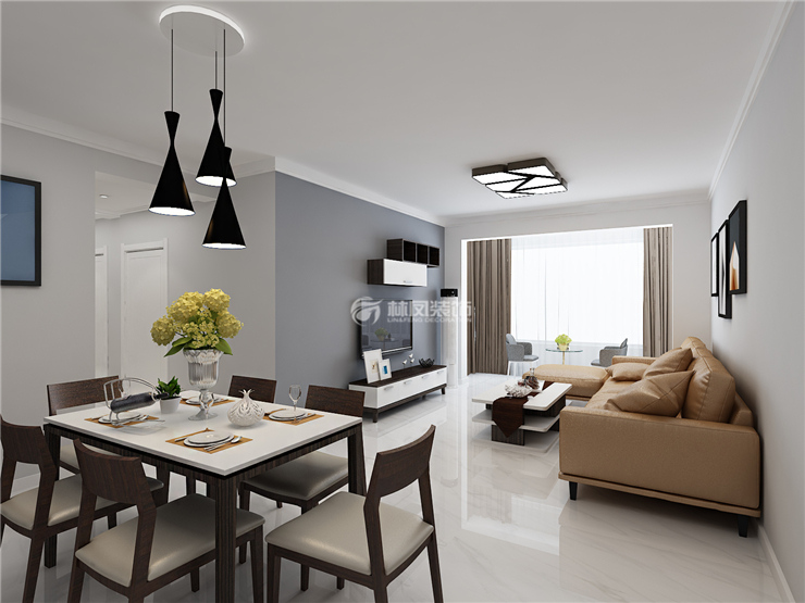 雅居樂花園146㎡現(xiàn)代風格客廳裝修效果圖