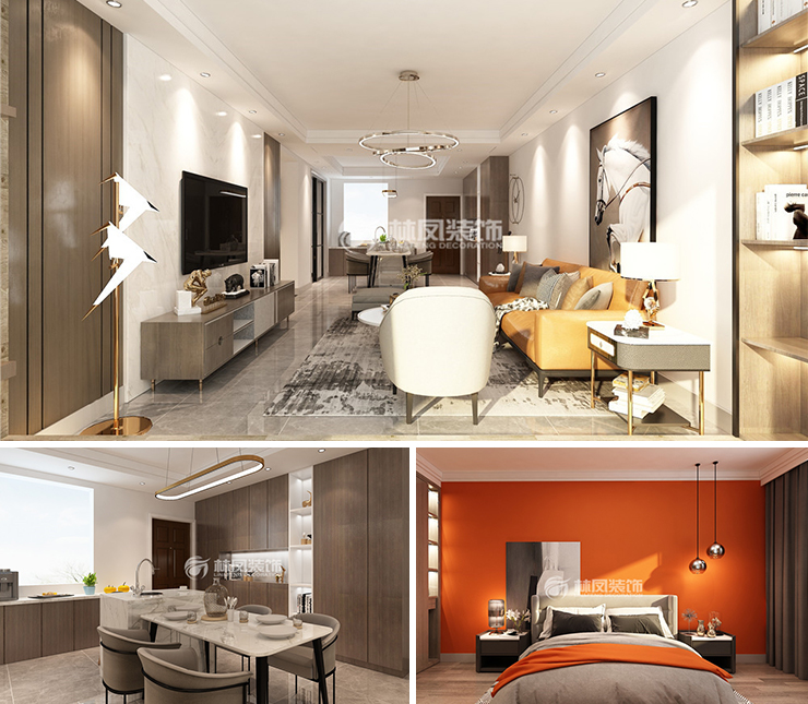 金地峯匯125平港式風格裝修效果圖