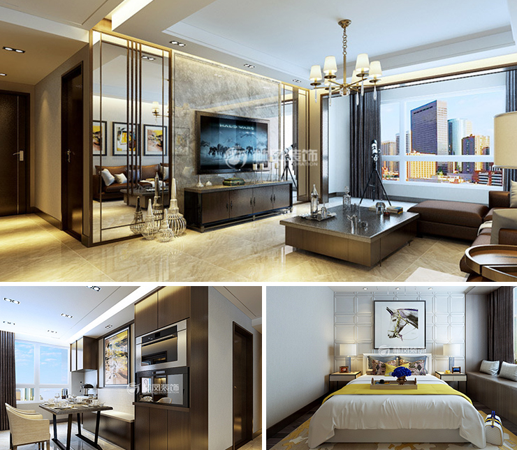 金地峯匯140平港式風格裝修效果圖