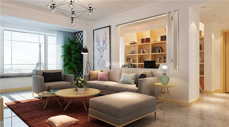 書架墻設(shè)計裝修效果圖