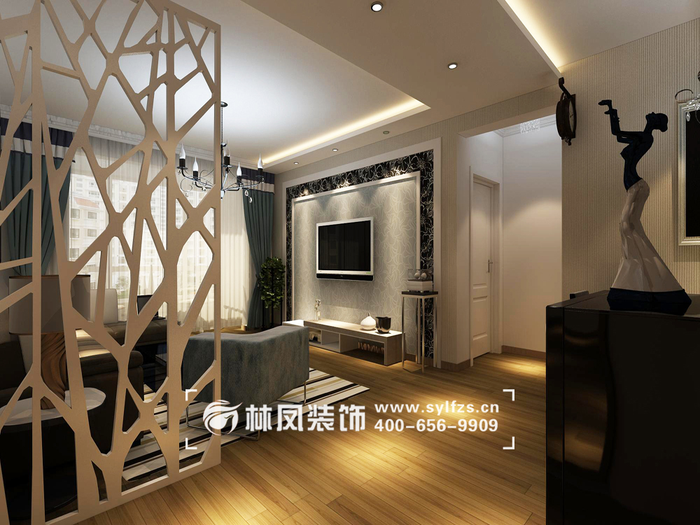 現(xiàn)代風(fēng)格局部吊頂弱化橫梁設(shè)計裝修效果圖