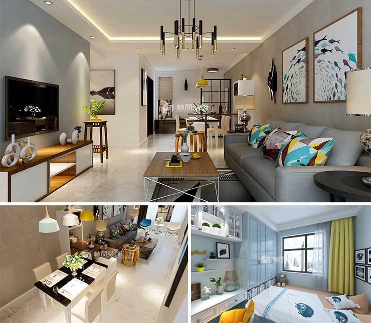 沈撫萬(wàn)科城市之光113平現(xiàn)代風(fēng)格裝修效果圖