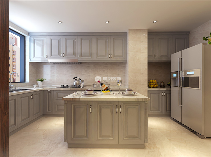 美式風格開放式廚房裝修效果圖