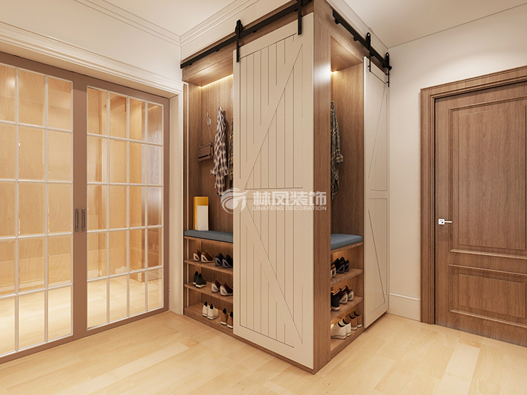 美式風(fēng)格玄關(guān)谷倉門設(shè)計裝修效果圖