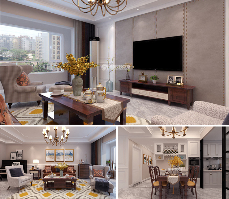 金輝江山云著156平美式風格裝修效果圖