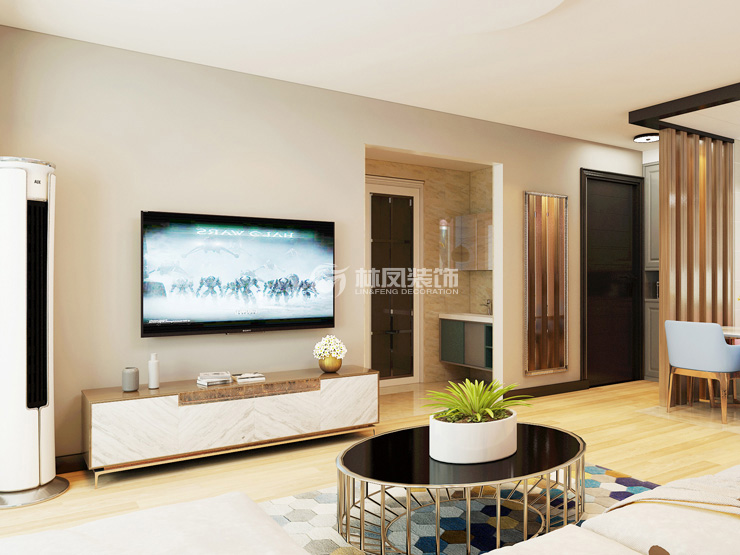 輕奢風格客廳木紋磚設(shè)計裝修效果圖