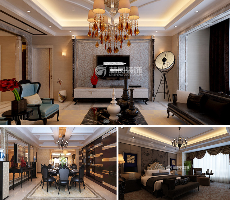 沈陽(yáng)星河灣267平混搭風(fēng)格裝修效果圖