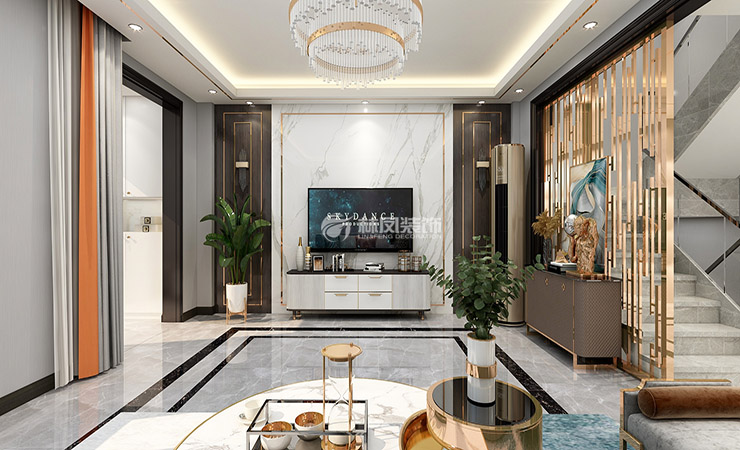 輕奢風格鋪貼地磚裝修效果圖