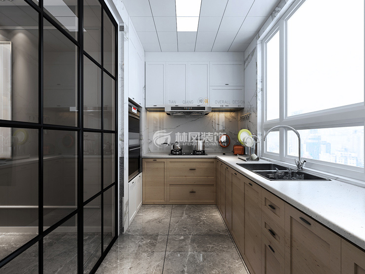 北歐風(fēng)格廚房推拉門設(shè)計裝修效果圖