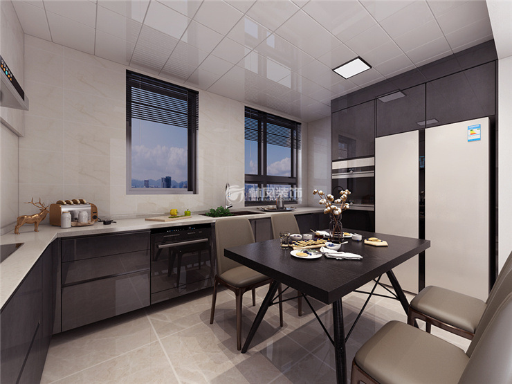 現(xiàn)代風格餐廚一體化設(shè)計裝修效果圖